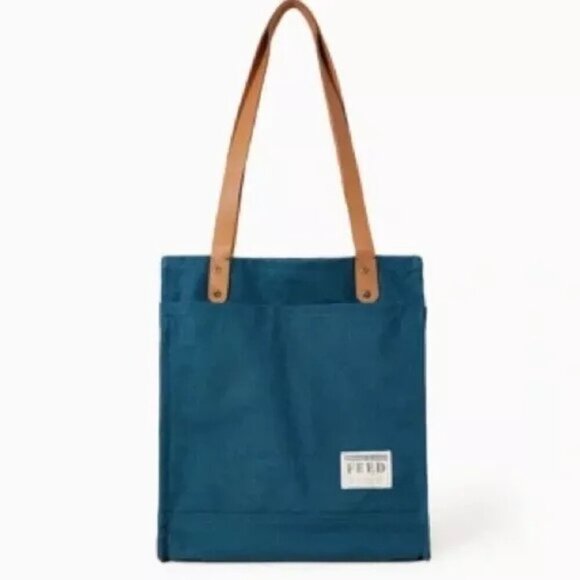 FEED Projects Canvas Market Tote Sea Blue - Picture 2 of 8
